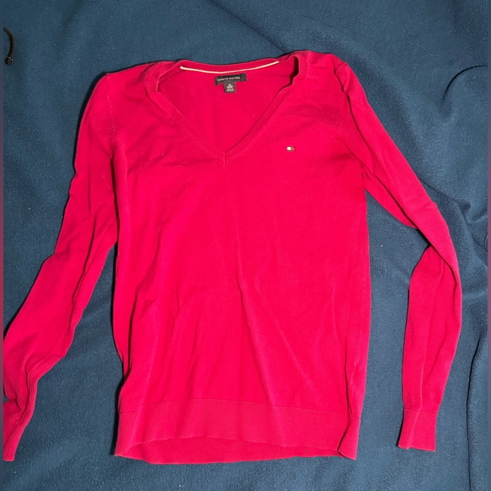 Tommy Hilfiger Women's V-Neck Sweater - Red/pink